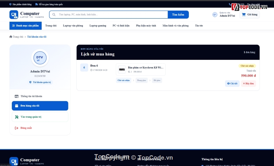 Web bán máy tính,công nghệ,thiết bị